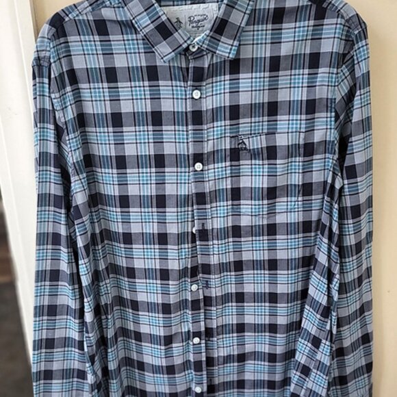 Penquin Men’s long sleeve plaid shirt (L) - Picture 1 of 3